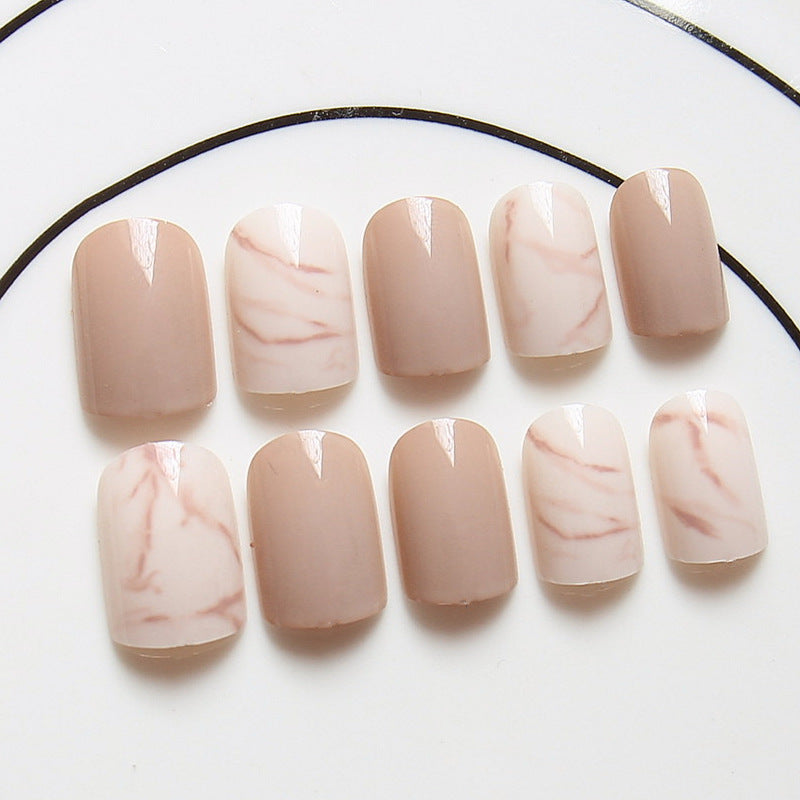 Light khaki smudge false nails Light khaki smudge false nails
